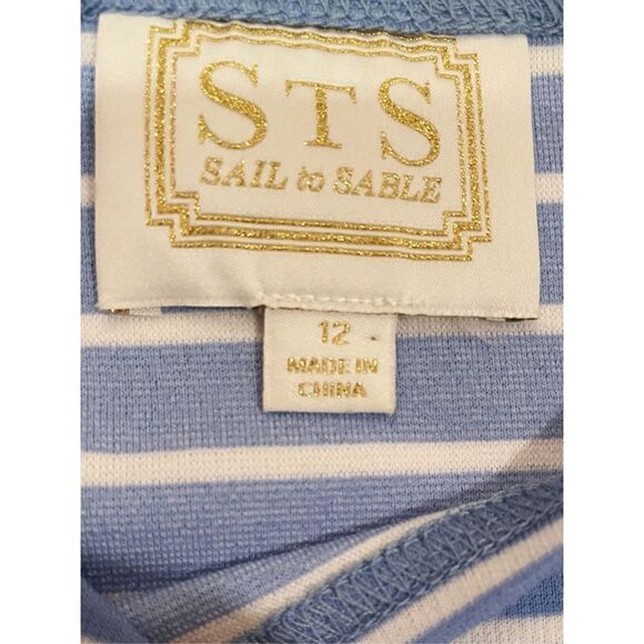 Sail To Sable STS Girls Size 12 Dress Blue Stripe Nautical Preppy - Picture 5 of 6